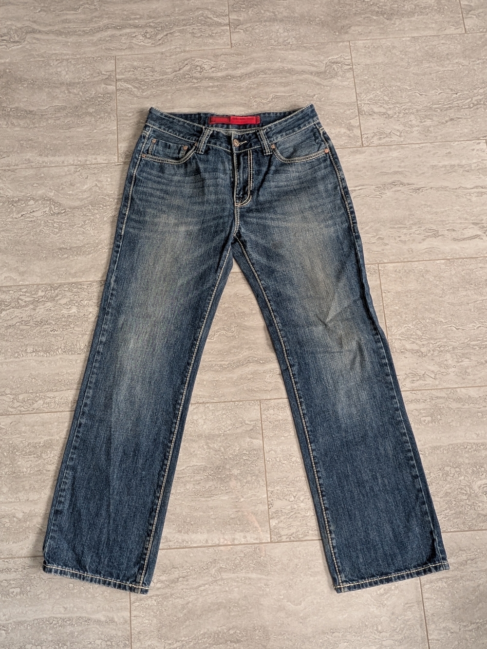 Rock Revival Double Barrel Straight Jeans Mens 32x32 Relaxed Dark Wash Denim